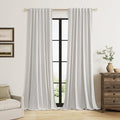 Guken 90 Inch Long Natural 100% Blackout Linen Curtains for Living Room Back Tab Rod Pocket Modern Farmhouse Thermal Insulated Drapes for Bedroom Black Out Window Curtain 2 Panels, 52x90