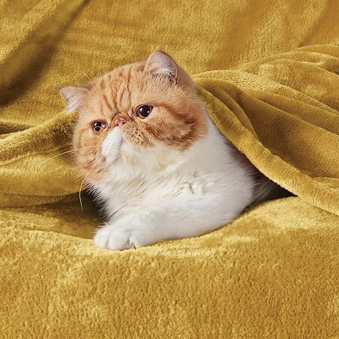 Bedsure GentleSoft Fleece Blankets King Size Gold Yellow - Bed Blanket Soft Lightweight Plush Cozy Fuzzy Luxury Microfiber, 108x90 inches