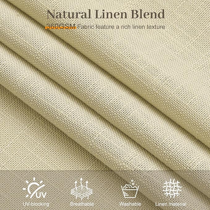 IVAPUPU Pinch Pleated Linen Curtains 102 Inches Long 2 Panels for Living Room, Light Filtering Pleat Sheer Curtain with Hooks Rings Back Tab Drapes for Bedroom Dining Room, 40Wx102L, Grey Beige