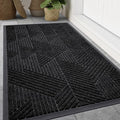 Smiry Front Door Mat Outside Entrance, Heavy Duty Sturdy Natural Rubber Doormat, Trap Dirt and Moisture, Easy Clean Low Profile Welcome Floor Mats for Indoor Outdoor Entry, 71x23 Inch, Black