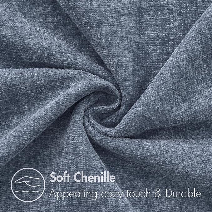 MIULEE Pack of 2 Couch Throw Pillow Covers 18x18 Inch Soft Dark Grey Blue Chenille Pillow Covers for Sofa Living Room Solid Dyed Pillow Cases