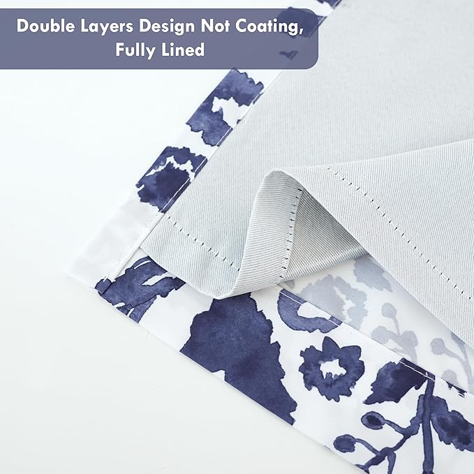 DriftAway Julia Lined Valance Double Layer Thermal Insulated Room Darkening Blackout Valances 3 Inch Rod Pocket Scalloped Edge Window Valance for Bathroom Living Room 52 Inch by 16 Inch Navy
