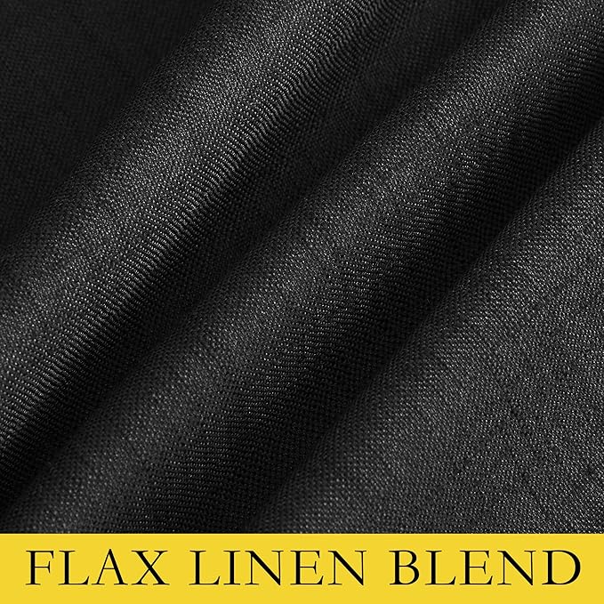 NICETOWN Vintage Open Linen Weave Flax Thermal Curtains, 100% Blackout Curtains 45" Long for Dining Room, Soundproof Window Treatment Drapes for Cafe, Black, 42" Wide Per Panel, Set of 2