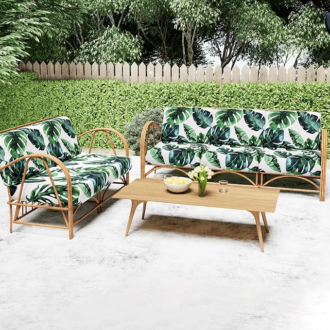 Smiry Printed Couch Cushion Covers, Stretch Soft Couch Covers for Sofa, Washable Non-Slip Sofa Slipcover Furniture Protector for Indoor and Outdoor (Medium, Green)