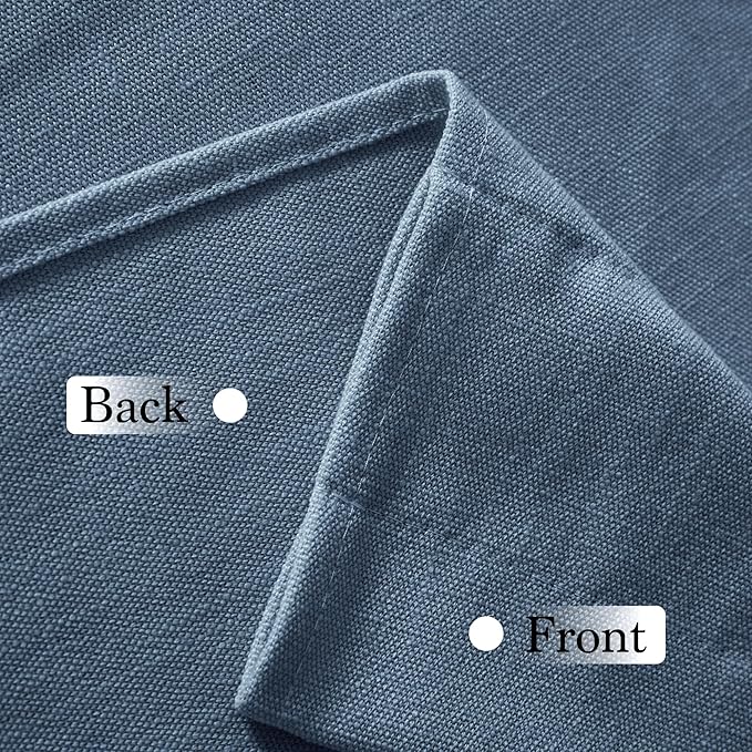 RYB HOME Kitchen Curtains Valances Faux Linen Blended Privacy Protect Shabby Chic Swag Curtain for Kitchen Living Room, Rod Pocket, Stone Blue, W 52 x L 18 inch, 2 Panels
