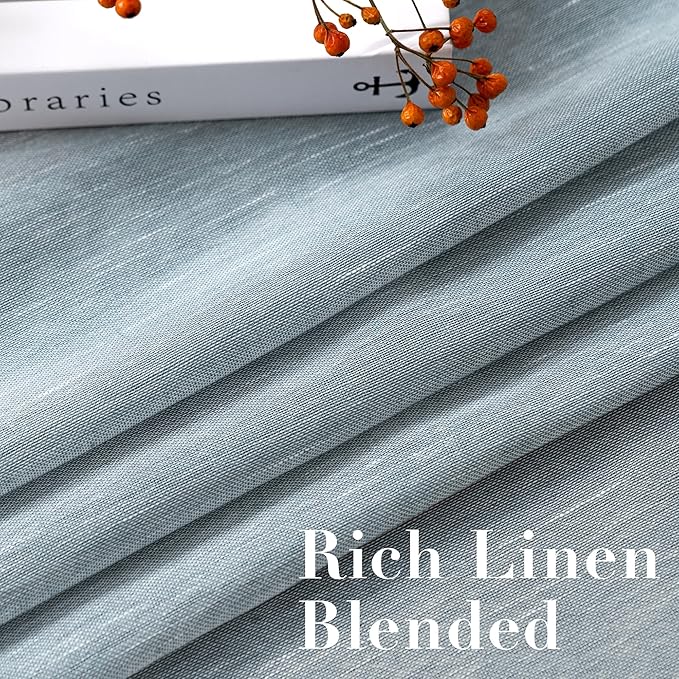 H.VERSAILTEX Linen Curtains Nickel Grommet Natural Linen Semi-Sheer Curtains 2 Panels Privacy Added Premium Soft Rich Material Drapes for Bedroom/Living Room - 37x84 Inch- Teal