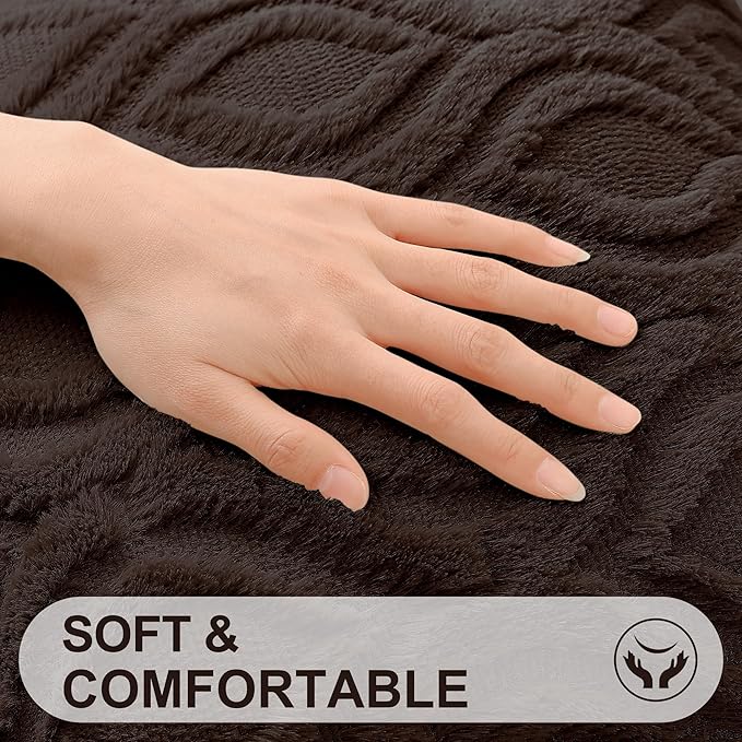 decorUhome Throw Pillow Covers 24x24 Inch Set of 2, Soft Plush Faux Wool Dark Brown Solid Couch Pillow Covers, Accent Euro Sham Farmhouse Neutral Square Pillow Cases for Sofa Bed Living Room
