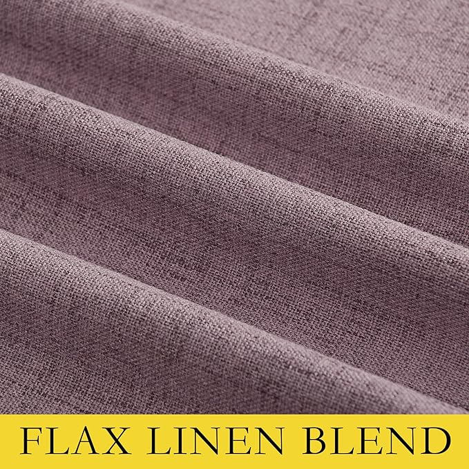 NICETOWN Chaise Mauve Vintage Linen 100% Blackout Curtains for Living Room, Thermal Insulated Curtains 102" Long, Noise Reducing Window Treatment Drapes for Hall Room, 52" Wide Per Panel, Set of 2
