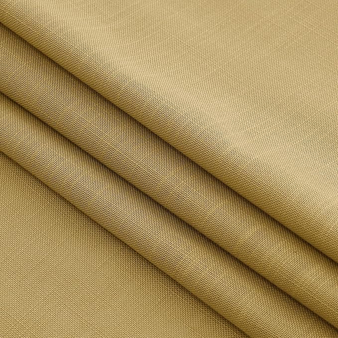Nanspring Gold Linen Curtains 72 Inch Length for Living Room Semi Sheer Light Filtering Door Drapes 2 Panels Set for Kids Bedroom Light Filtering Back Tab Rod Pocket Modern Farmhouse Decor 52x72