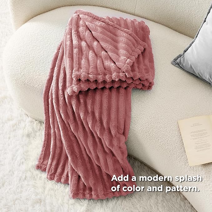 Bedsure GentleSoft Brick Dust Fleece Throw Blanket for Couch - Cozy Soft Blankets for Women, Cute Small Throws for Girls, 50x60 Inches