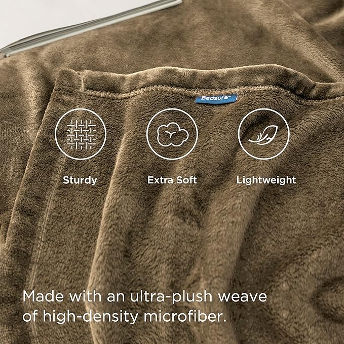 Bedsure GentleSoft Fleece Blanket Twin Size Camel - 300GSM Lightweight Plush Fuzzy Cozy Soft Warm Blanket for Bed, Sofa, Couch, Travel, Camping, 60x80 inches