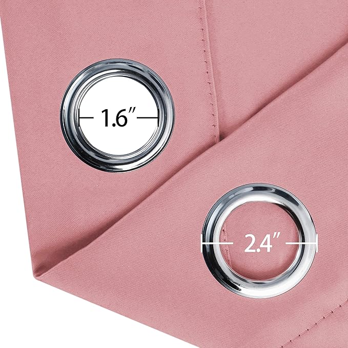 LEMOMO Blackout Curtains 42 x 95 inch/Pink Curtains Set of 2 Panels/Thermal Insulated Room Darkening Bedroom Curtains