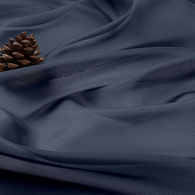 OWENIE Sheer Navy Blue Curtains, Sheer Curtains 63 inch Length 2 Panels Set, Rod Pocket Voile Fimly Sheer Drapes for Living Room Bedroom, 2pcs, Navy Blue, Each 59" W x 63" L