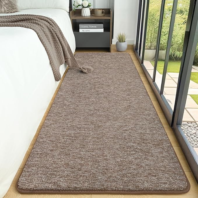 AROGAN Washable 2x6 Runner Rug for Hallway, Long Runner Rugs wtih Soft Memory Foam for Bedroom, Non Slip Backing Carpet Runners for Hallways, Kitchen, Bathroom, Entryway Home Decor, Matte Brown