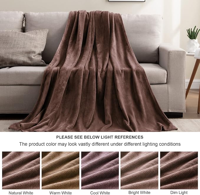 BEDELITE Fleece Blanket King Size Blankets for Bed, Luxury Plush Cozy Fuzzy Blanket 108x90 inches, Super Soft Warm Lightweight Throw Blanket All Seasons Suitable, Brown