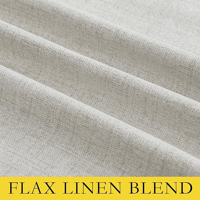 NICETOWN Snowbound Vintage Linen 100% Blackout Curtains for Living Room, Thermal Insulated Curtains 72" Long, Noise Reducing Window Treatment Drapes for Hall Room, 52" Wide Per Panel, Set of 2