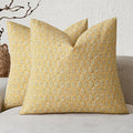 Foindtower Set of 2 Decorative Neutral Floral Print Throw Pillow Covers Vintage Accent Farmhouse Cushion Covers Boho Home Decor For Sofa Couch Chair Bedroom Living Room Outdoor,20×20 Inch,Light Yellow