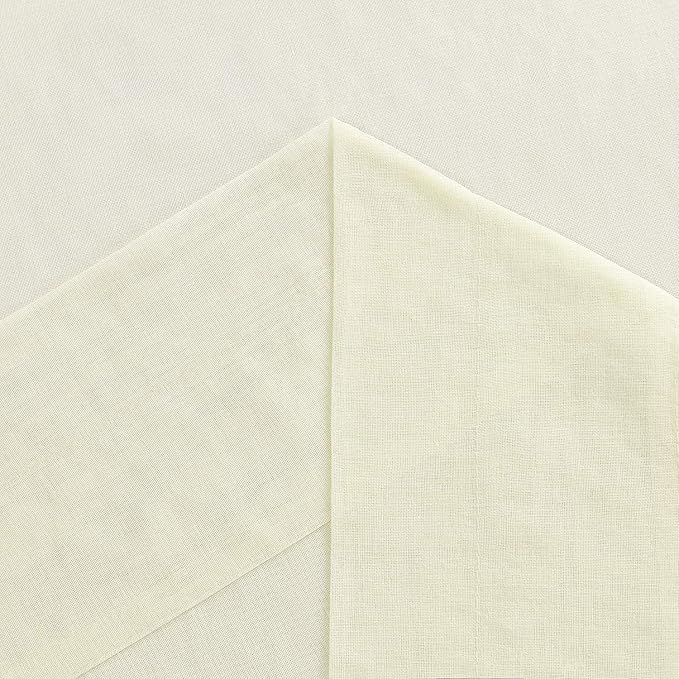 DWCN Ivory Sheer Curtains Semi Transparent Voile Rod Pocket Curtains for Bedroom and Living Room, 70 x 63 inches Long, Set of 2 Panels