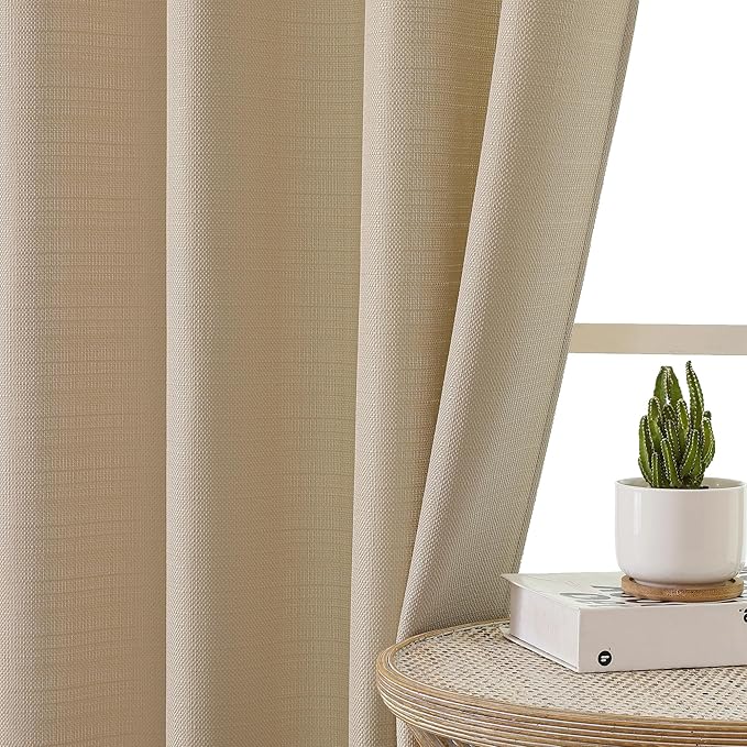 Chyhomenyc Camel Valance for Windows, Light Filtering Faux Linen Solid Short Curtain Valance, Burlap Decorative Small Curtain for Kitchen Bathroom Laundry Basement, 60Wx12L inch, 1 Piece