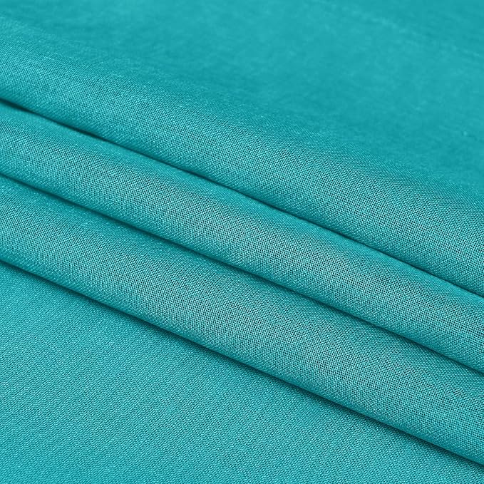 DWCN Turquoise Sheer Curtains Semi Transparent Voile Rod Pocket Curtains for Bedroom and Living Room, 42 x 72 inches Long, Set of 2 Panels