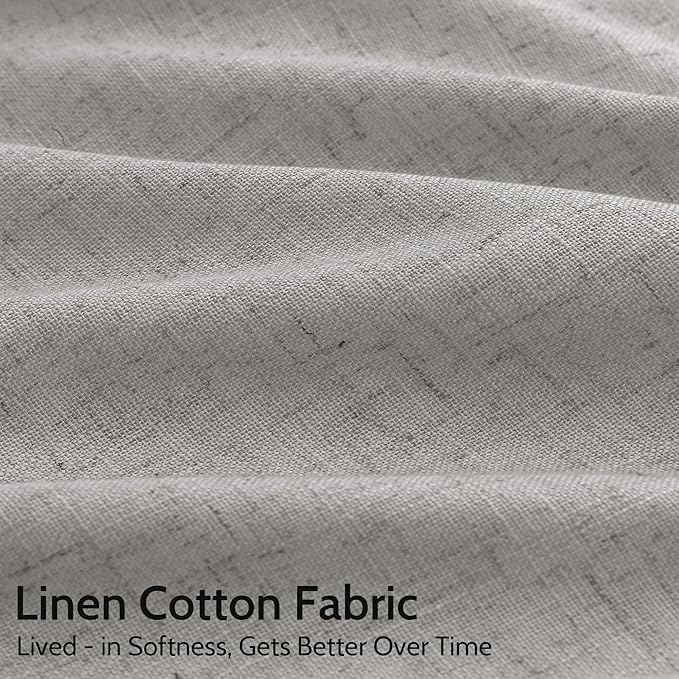 Light Gray Linen Curtains 72 Inches Long for Living Room Bedroom Light Filtering Semi Sheer Curtain Back Tab Rod Pocket Grey Simple Modern Farmhouse Decor Neutral Window Drapes 52x72, 2 Panels