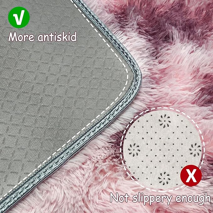 Tie-Dyed Blush 2x8 Machine Washable Runner Rugs for Hallway Soft Fluffy Shaggy Bedside Rugs for Bedroom Living Room Indoor Floor Carpet for Kids Girls and Boys Nursery Rooms Home Decor Aesthetic