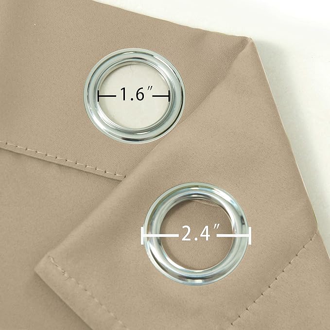LEMOMO Beige Thermal Blackout Curtains/38 x 84 Inch/Set of 2 Panels Room Darkening Curtains for Bedroom
