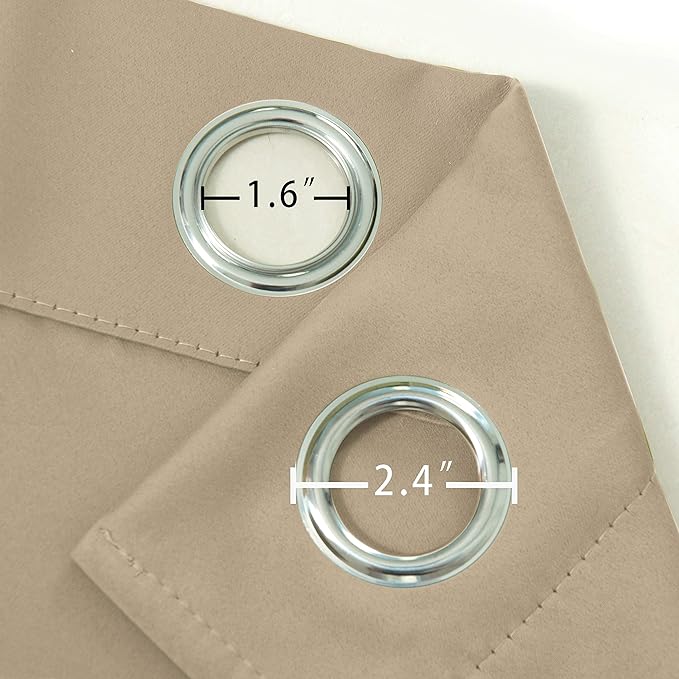 LEMOMO Beige Thermal Blackout Curtains/38 x 54 Inch/Set of 2 Panels Room Darkening Curtains for Bedroom