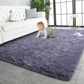 TWINNIS Super Soft Shaggy Rugs Fluffy Carpets 5x8 Feet, Indoor Modern Plush Area Rugs for Living Room Bedroom Kids Room Nursery Home Decor, Upgrade Anti-Skid Rectangular Fuzzy Rug, Grey Purple