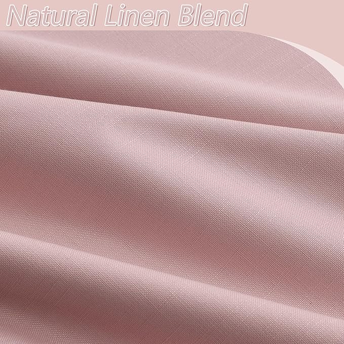 Guken Pink 100% Blackout Linen Curtains 120 Inch 2 Panels Set for Girl's Bedroom, Living Room, Nursery, Back Tab/Rod Pocket Thermal Insulated Black Out Drapes Farmhouse for Bedroom Window Curtains