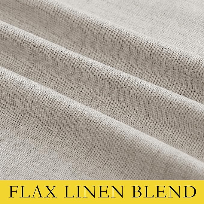 NICETOWN Brich Vintage Open Linen Weave Flax Thermal Curtains, 100% Blackout Curtains 45" Long for Dining Room, Soundproof Window Treatment Drapes for Hall Room, 52" Wide Per Panel, Set of 2
