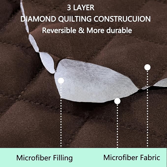 Reversible Loveseat Sofa Covers Couch Cover Furniture Protector(Loveseat,Chocolate/Taupe)
