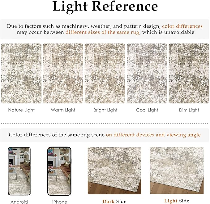 PureCozy Beige Area Rug 2x3 Machine Washable Modern Abstract Entryway Carpet Non Slip Neutral Door Mat Low Pile Soft Non Shedding Contemporary Throw Rug for Bathroom Laundry Kitchen Dining Room