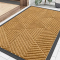 Smiry Front Door Mat Outside Entrance, Heavy Duty Sturdy Natural Rubber Doormat, Trap Dirt and Moisture, Easy Clean Low Profile Mats for Indoor Outdoor Entry, Irregular Triangle (29.5x17, CRM-Yellow)