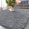 OLANLY 8x12 Machine Washable Large Area Rugs for Living Room, Bedroom, Soft Fluffy Shaggy Bedside Rug, Indoor Floor Carpet for Kids Girls and Boys, Dorms, Nursery, Home Decor Aesthetic, Light Grey