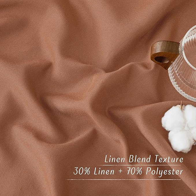 NICETOWN Linen Caramel Curtains 96 inches Long for Living Room, Grommet Thick Flax Linen Privacy Added with Light Filtering Window Treatments for Bedroom, W55 x L96, 2 Panels