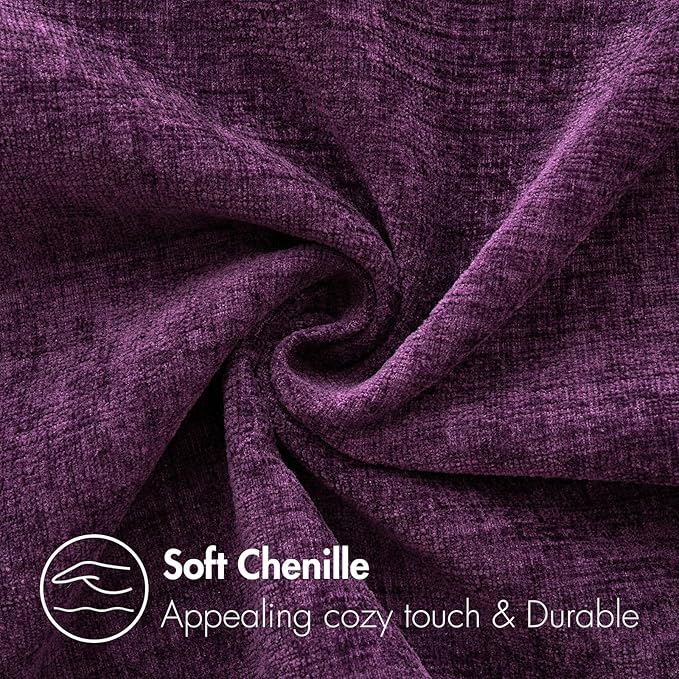 MIULEE Pack of 2 Couch Throw Pillow Covers 12x20 Inch Soft Plum Purple Chenille Lumbar Pillow Covers for Sofa Living Room Solid Dyed Cases