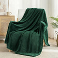 Exclusivo Mezcla Fleece Throw Blanket Extra Large, Super Soft and Warm Blankets for Couch, Sofa and Bed Waffle Textured, Cozy, Fuzzy and Lightweight (Forest Green, 50x70 Inches)