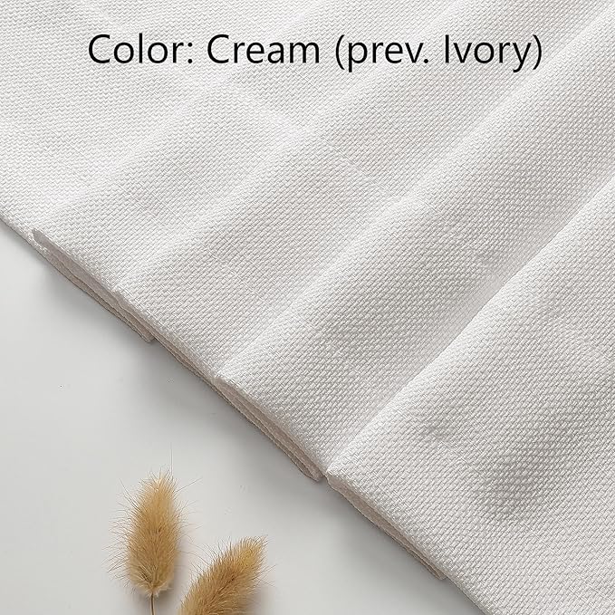 Chyhomenyc Cream Short Curtain Valance for Windows, Faux Linen Textured Half Window Curtains, Burlap Solid Topper Small Curtain Valance for Bathroom Laundry Basement, 60Wx18L Inch, 1 Piece