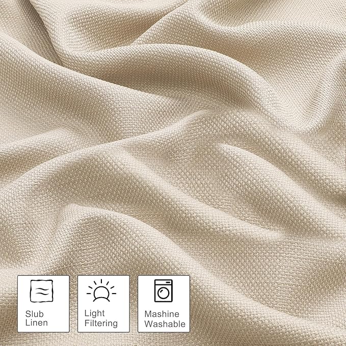 OWENIE Bob 1 PCS Linen Valances for Windows, Faux Linen Textured Kitchen Window Curtains Valance for Bedroom Living Room, Modern Soft Airy Solid Rod Pocket Bathroom Cafe Curtain, 60Wx14L Inch
