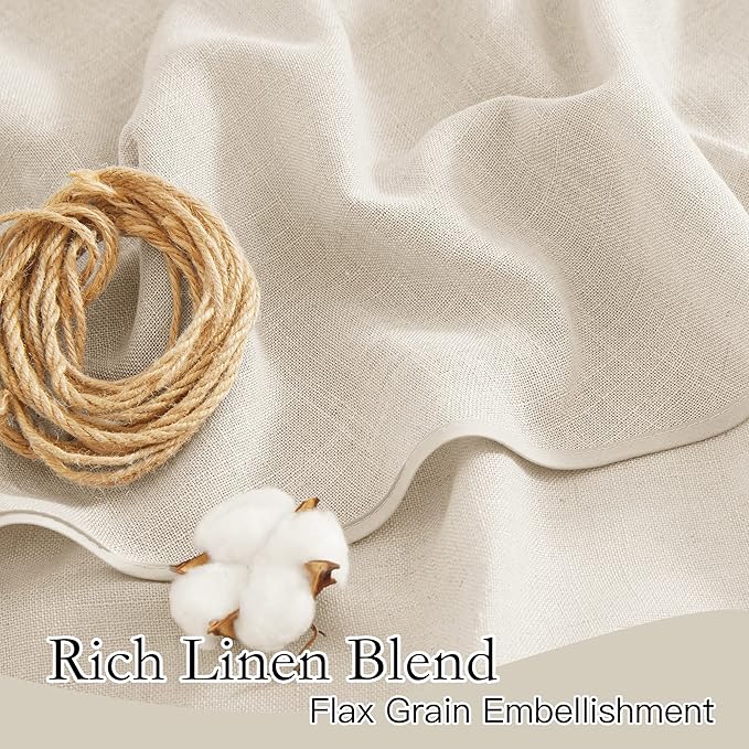 RYB HOME Bathroom Curtains Over Sink 36 inches Length, Linen Blend Semi Sheer Light Filtering Tiers for Camper Kithen Cafe, Small Curtains for Door Window, W 26 x L36, Beige, 2 Panels Set