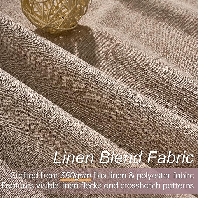 Topfinel Extra Long 120 Inch Blackout Curtains for Large Window Treatment Fall Farmhouse Thick Linen Texture Sound Proof Drapes Room Divider Pleat Ceiling Track Burg Bedroom 10Ft(W52 xL132 2 Panels)