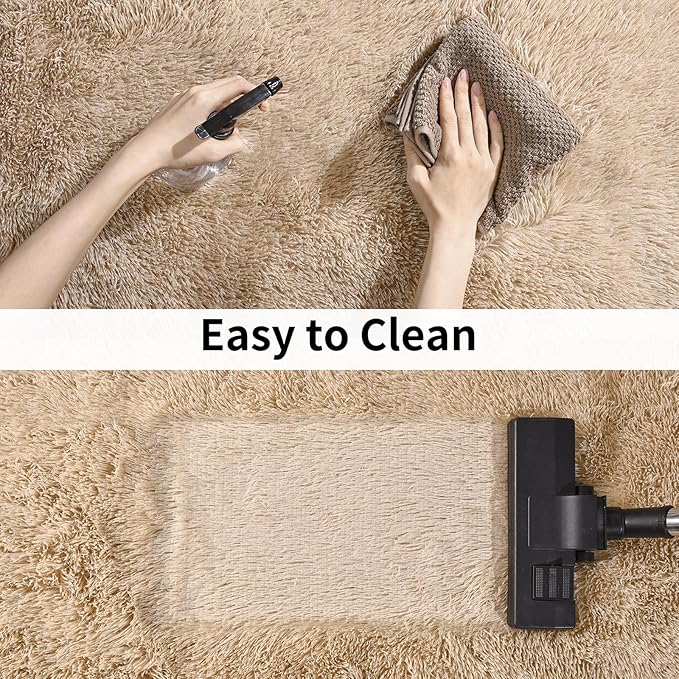 Soft Runner Rugs for Bedroom Hallways New Upgraded Non-Slip Bottom, 2 Packs 2x4 Beige Fluffy Shag Throw Area Rug for Bedside Dorm, Long Shaggy Furry Carpet for Nursery Living Room