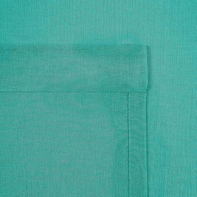DWCN Teal Sheer Curtains for Kitchen Windows - Rod Pocket Semi Transparent Voile Tier Curtains for Bedroom, Living Room, Farmhouse, 36 x 36 inches Long, Set of 2 Panels