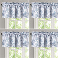 H.VERSAILTEX Blackout Curtain Valances for Kitchen Window/Living Room/Bathroom Privacy Added Rod Pocket Home Decoration Winow Valance, 52" W x 18" L, Floral in Storm Blue (Pack of 4)