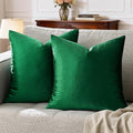GIGIZAZA Decorative Throw Pillow Covers 20 x 20, Set of 2 Forest Green Soft Pillow Covers Velvet,Christmas Decor Square Cushion Covers