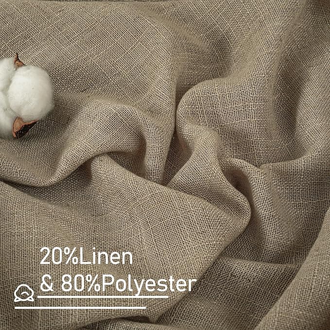 LAMIT Taupe Semi Sheer Window Linen Curtains 63 Inch Length, Light Filtering Panels Back Tab and Rod Pocket Country Decor Drapes for Bedroom/Living Room, 2 Panels, 34 x 63 Inch