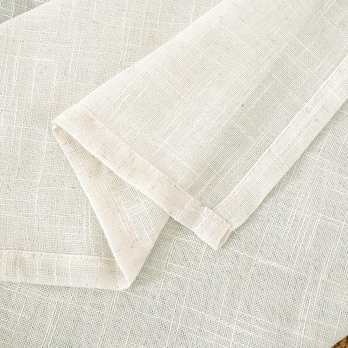 LAMIT Light Filtering Linen Curtains 54 inches Long for Bedroom, Linen Textured Semi Sheer Back Tab and Rod Pocket Cream Boho Drapes for Small Window/Living Room, 2 Panels, 52 x 54 Inch