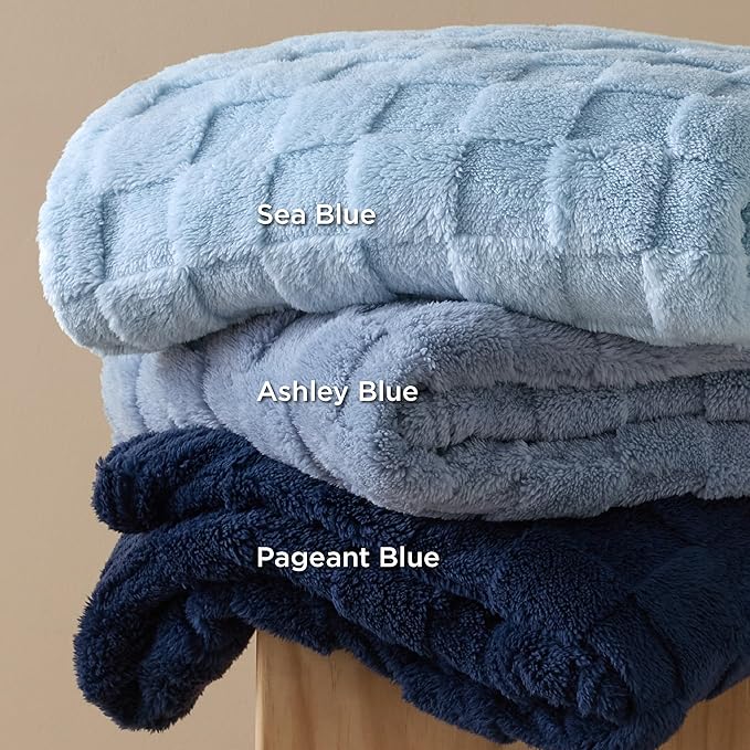 Bedsure GentleSoft Ashley Blue Throw Blanket for Couch - Super Soft Cozy Blankets Gifts for Kids Girls, Cute Small Fleece Throws for Bedroom Home Decor, 50x70 Inches
