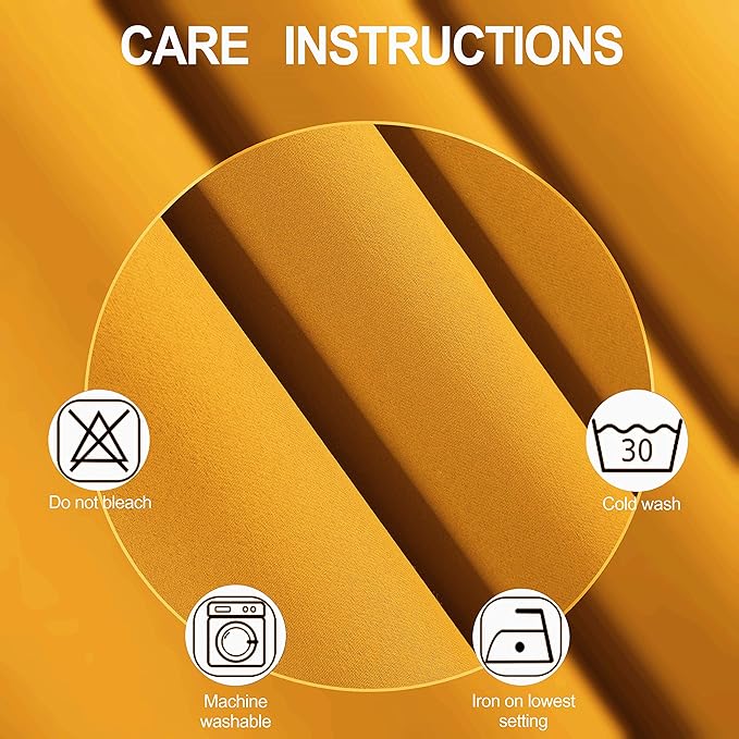 LEMOMO Yellow Blackout Curtains/52 x 108 Inch/Set of 2 Panels Thermal Insulated Room Darkening Curtains for Bedroom